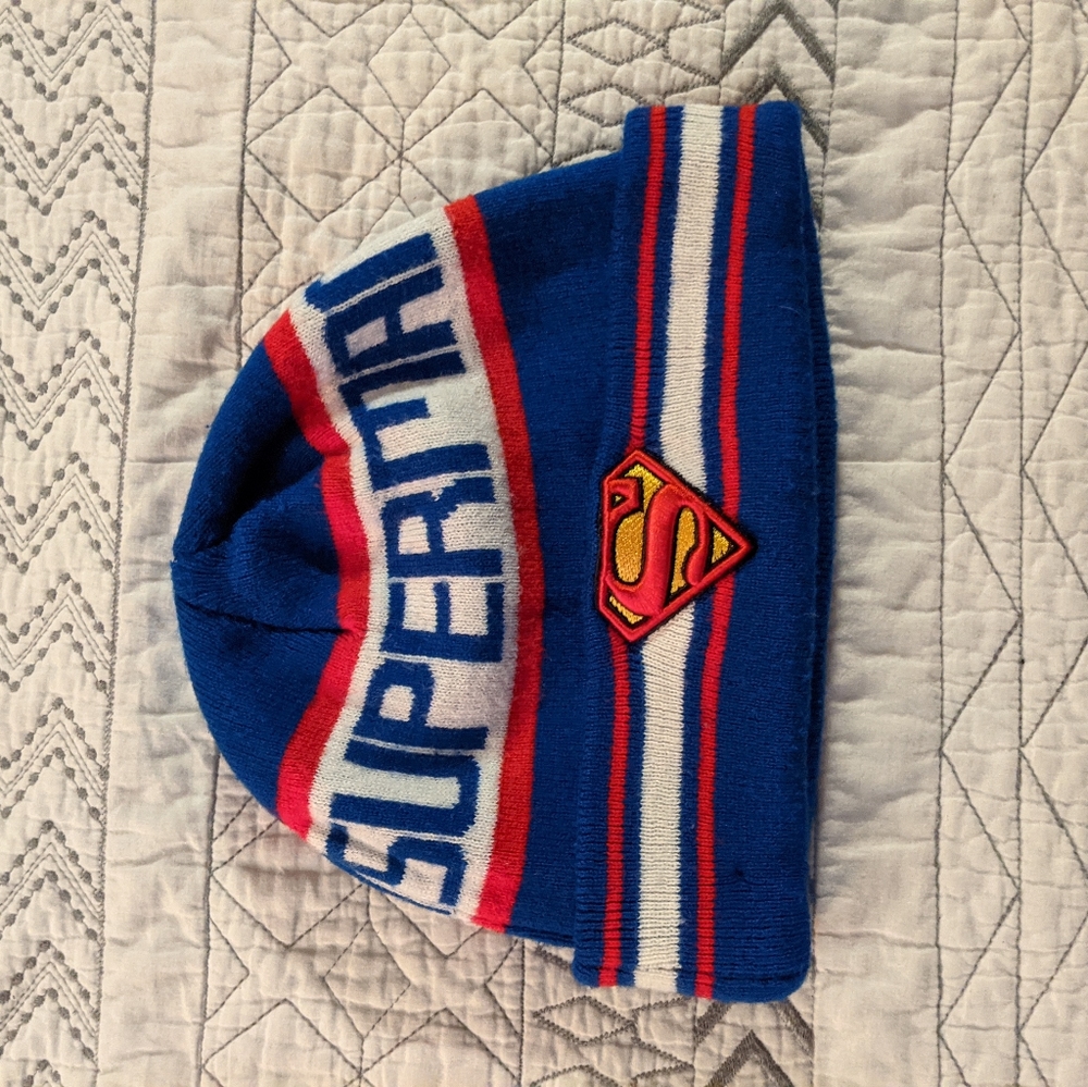 Red White and Blue Superman Logo Foldable Beanie